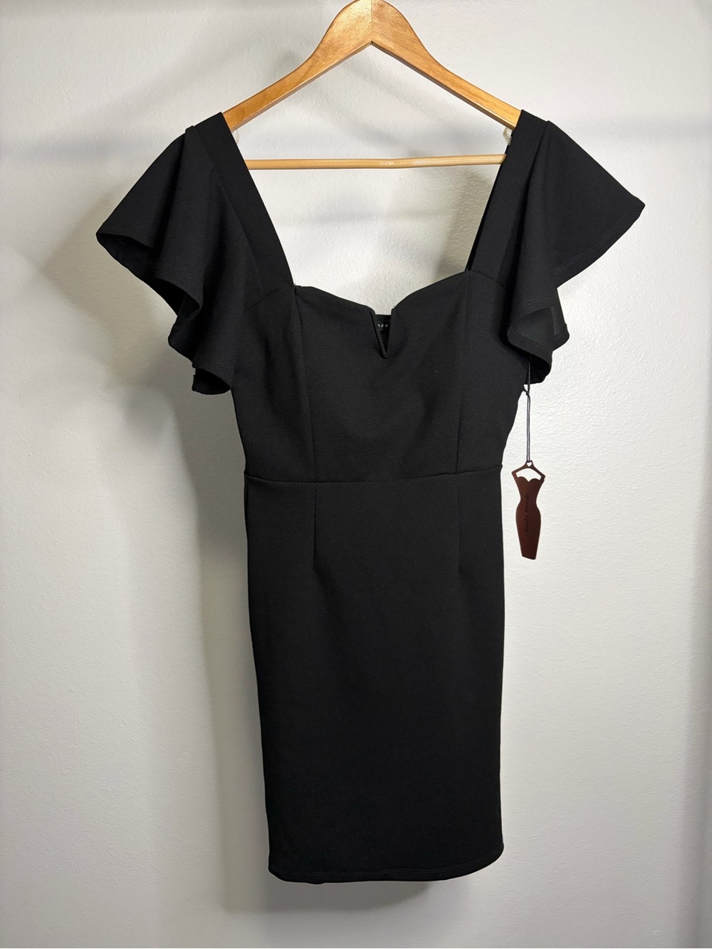 Black Flutter-Sleeve Mini Dress